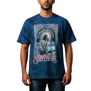 Vintage Anvil Blue Tie Dye Santana Let The Music Set You Free Band T-shirt Large